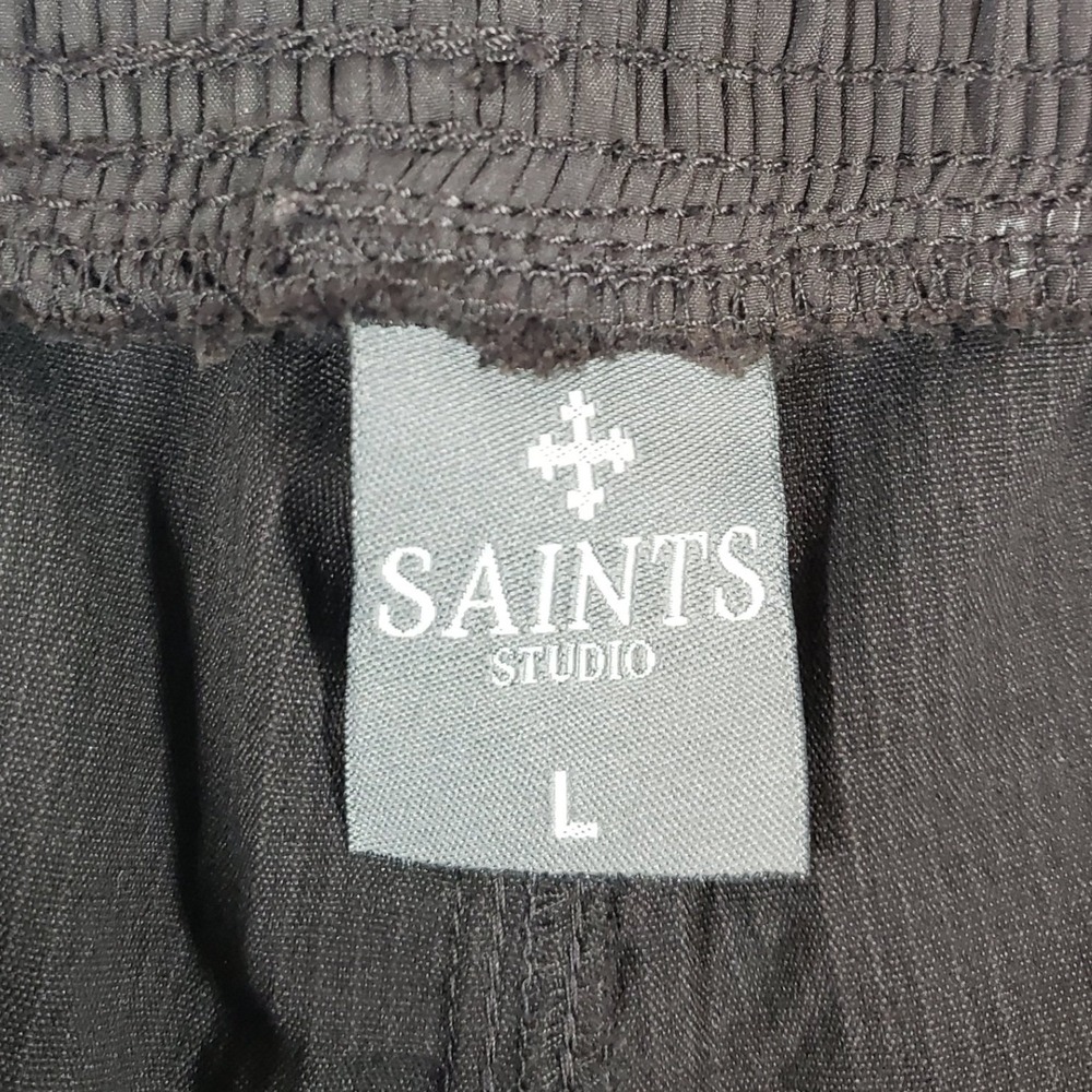 Saints Studio Mens Cargo Pants Chocolate Brown Ribbed Elastic Waist Drawstring L - Picture 2 of 9